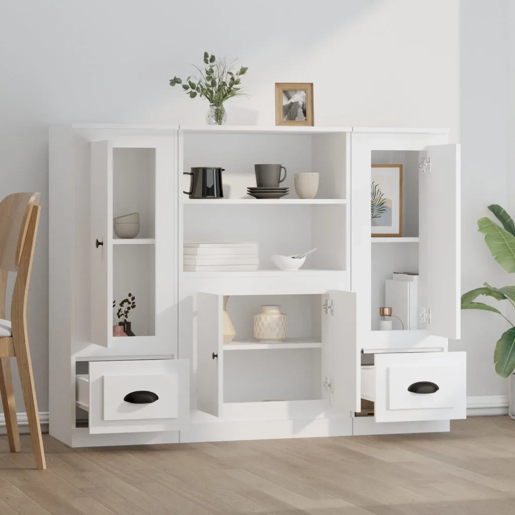 Credenze 3 pz Bianche in Legno Multistratocod mxl 77354