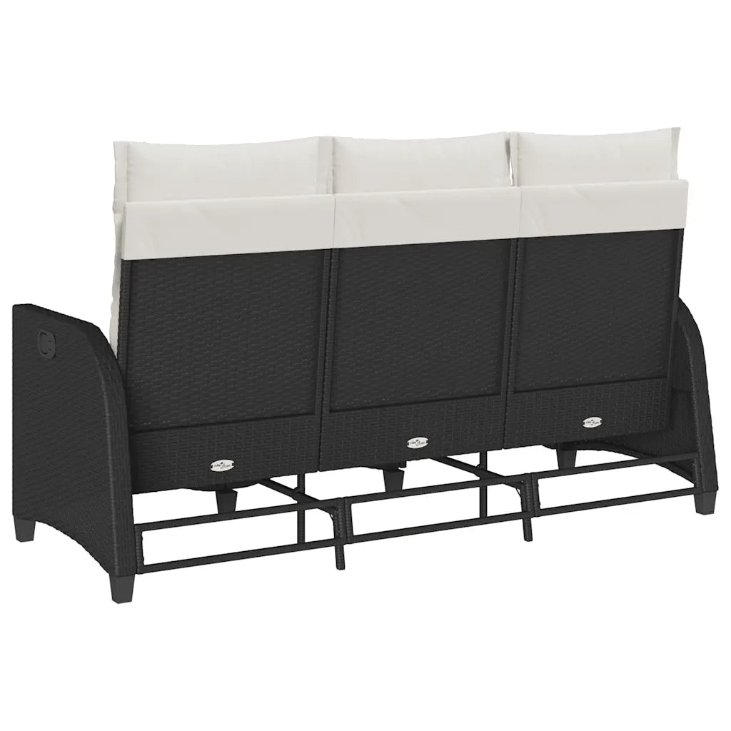 Divano da Giardino Reclinabile a L con Cuscini Nero Polyrattan 4108238