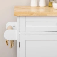 Carrello da Cucina con Portaspezie e Porta Asciugamani, Isola da Cucina, 109 cm x 40 cm x 89 cm, Bianco
