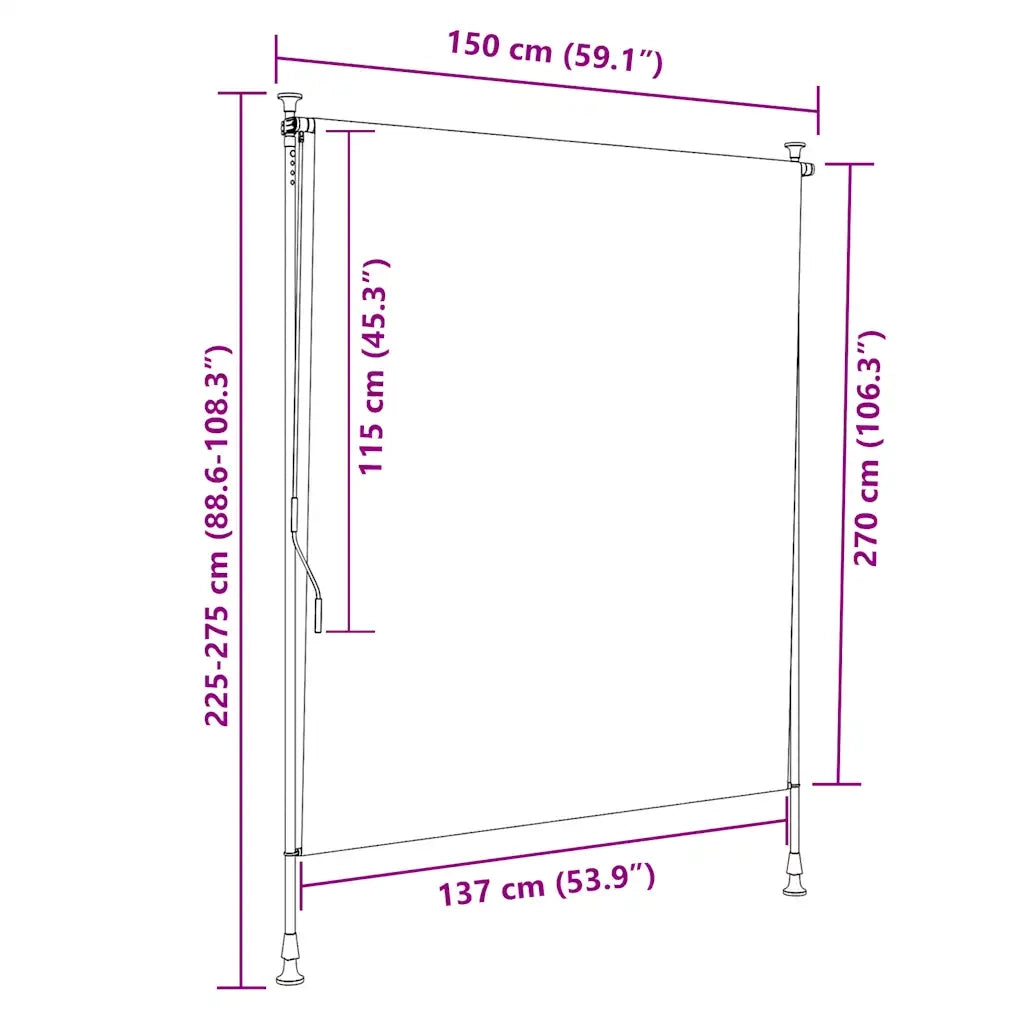 Tenda a Rullo per Esterni 150x270 cm Antracite 145937