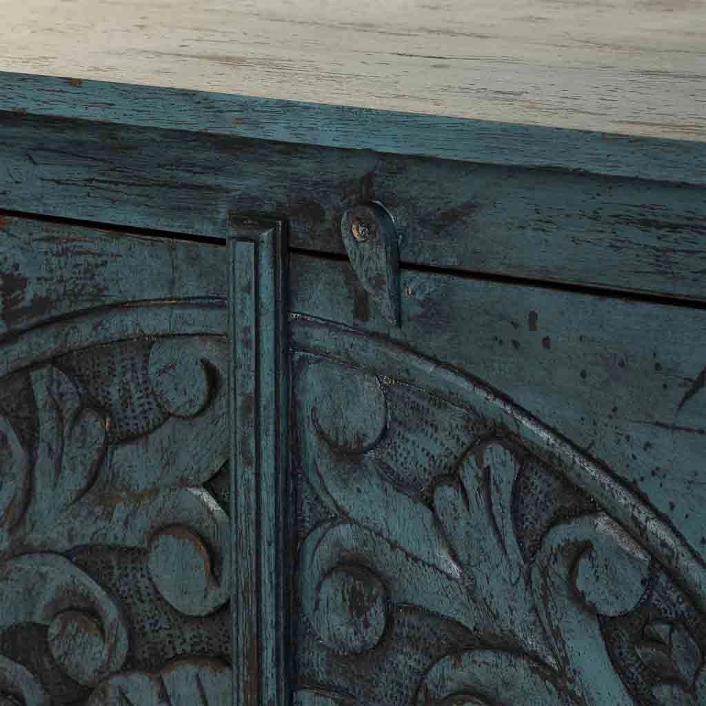 Credenza in legno intagliato artigianale, 100x40x90h cm