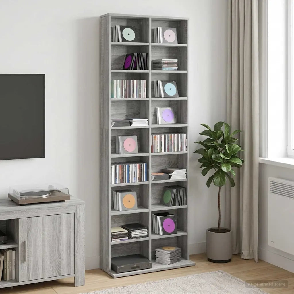 Mobile per CD Sonoma grigio 65 x 23,5 x 175 cm 8012663