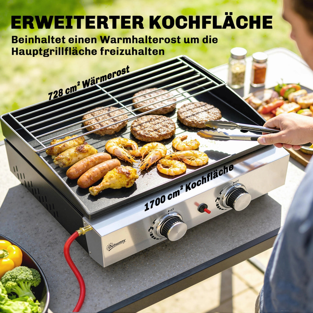 Barbecue a gas portatile 2 fuochi 5 KW ¨C zephmum ¨C grigio