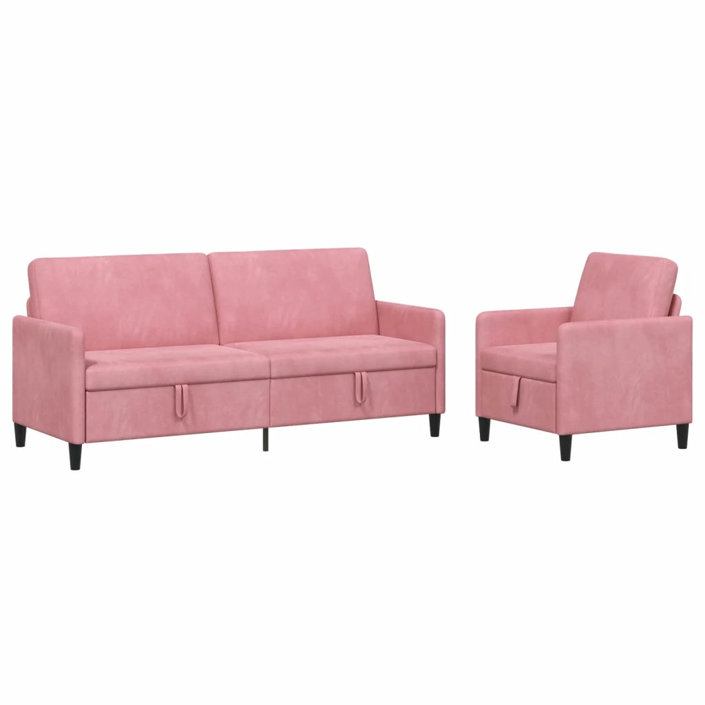Set di Divani con Storage 2 pz Rosa Poliestere 3429250