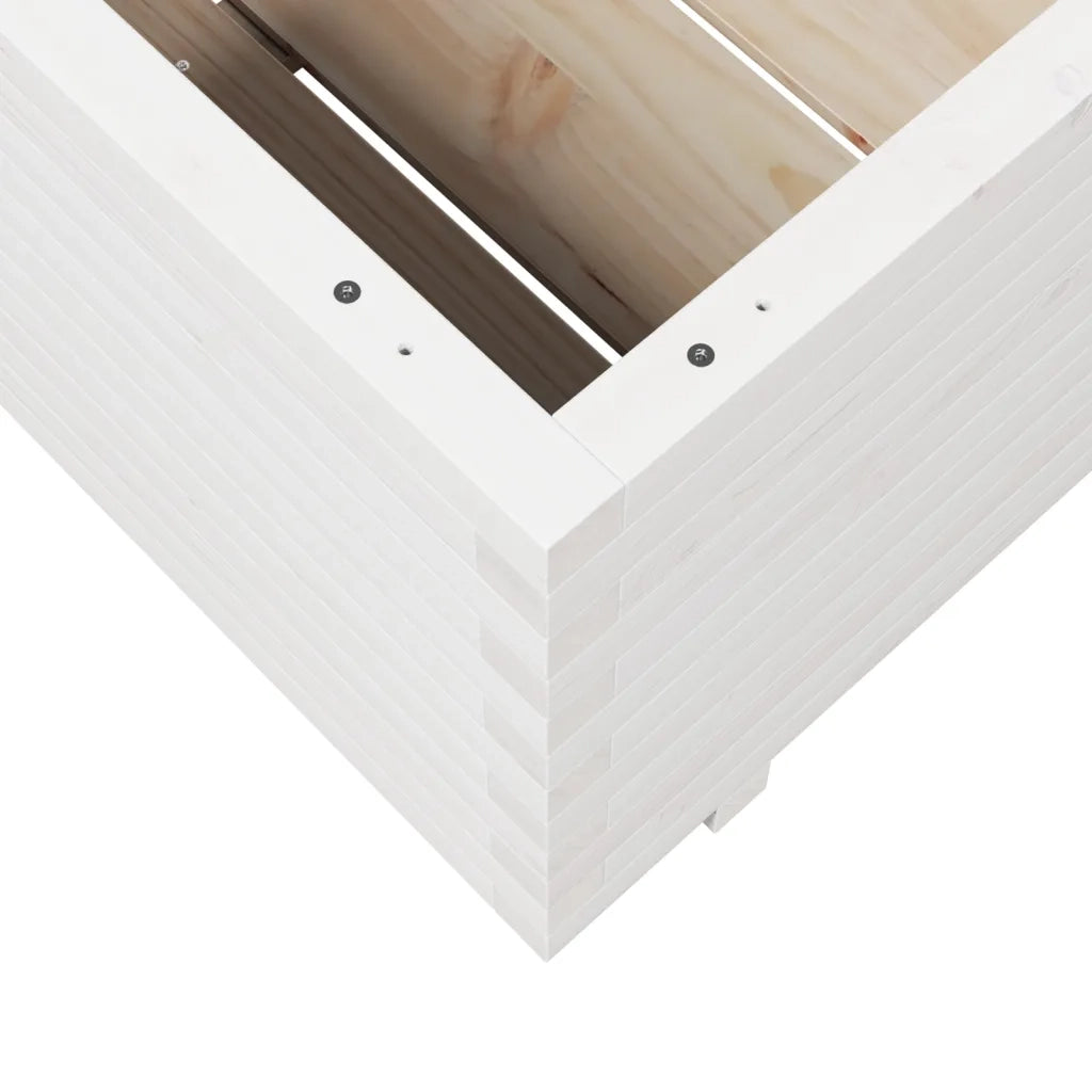 Fioriera | Cassetta per fiori | Vaso da Giardino Bianca 80x80x49,5cm Legno Massello di Pino