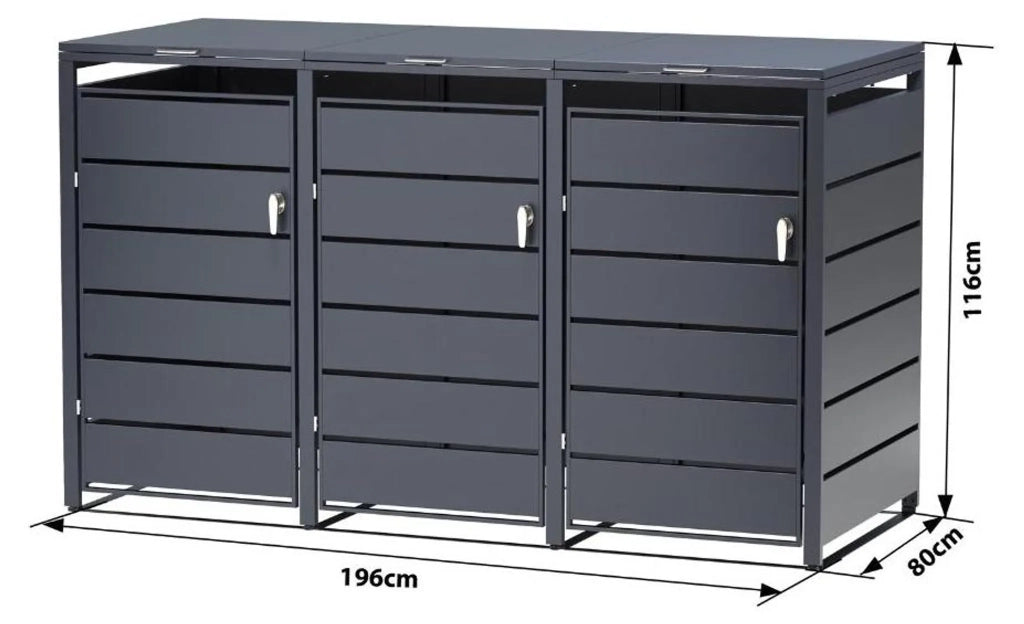TIMBELA M802-3K Copribidone Spazzatura in Metallo 3 x 240L