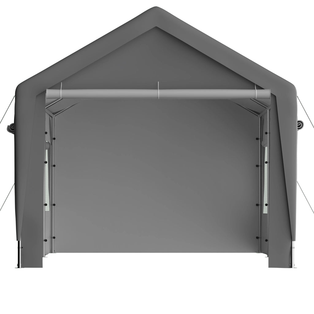 Gazebo da giardino in metallo con finestre arrotolabili, pareti e tetto rimovibili per auto, suv, barca e camion grigio