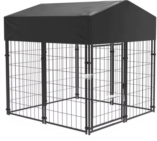 Recinzione per Cani Grande - Casetta per Animali in Metallo - Copertura Impermeabile - Esterno e Interno - Dimensione S