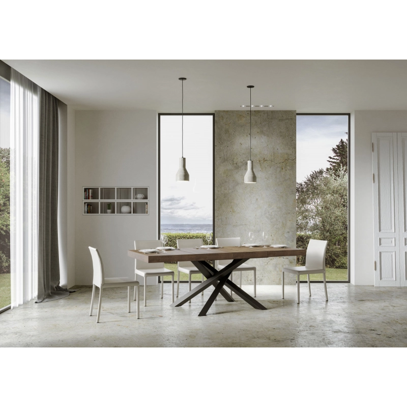 Tavolo allungabile 90x120/224 cm Volantis Premium telaio Antracite - Noce