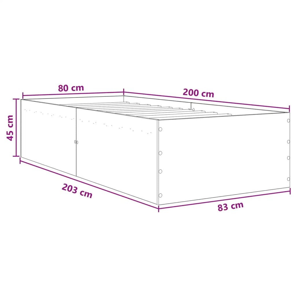 Struttura letto a pavimento Rovere Fumo 80 x 200 cm 3429535