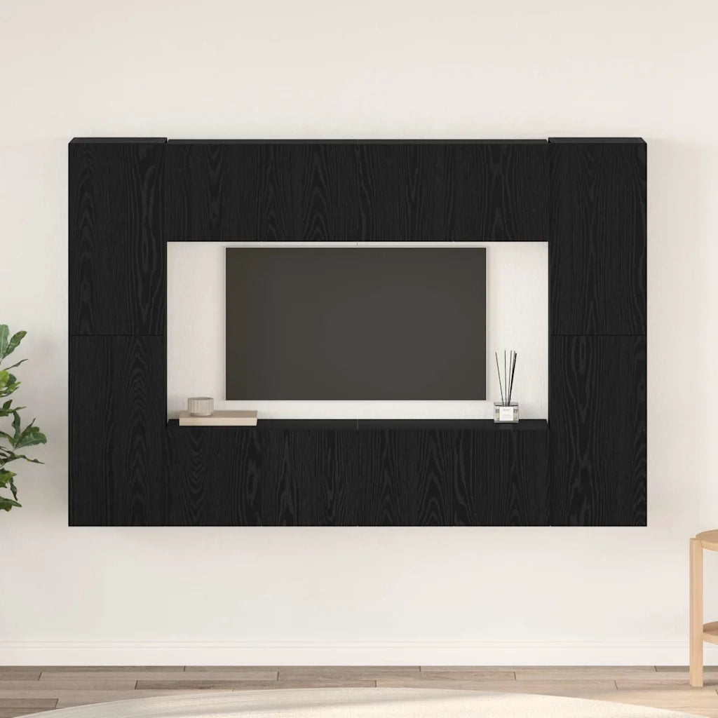 Set mobile TV 8 pcs Rovere Nero Legno multistrato 3393376