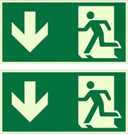 Pannello di emergenza illuminato 300 x 150 mm - 2 pezzi - Per imbarcazioni e scale
