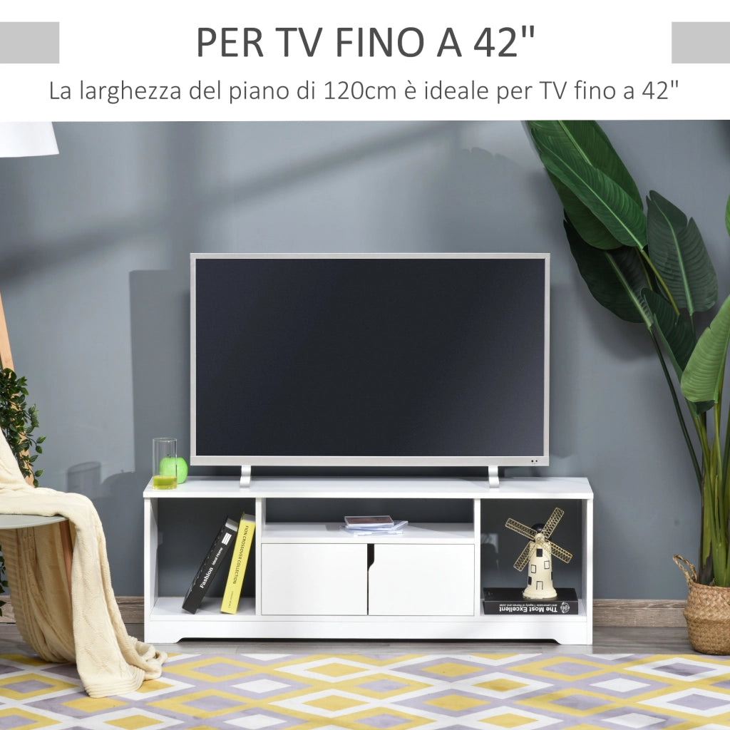 EasyComfort Mobile Porta TV Fino a 42" con Armadietto e Ripiani Aperti in Legno, 120x30x41cm