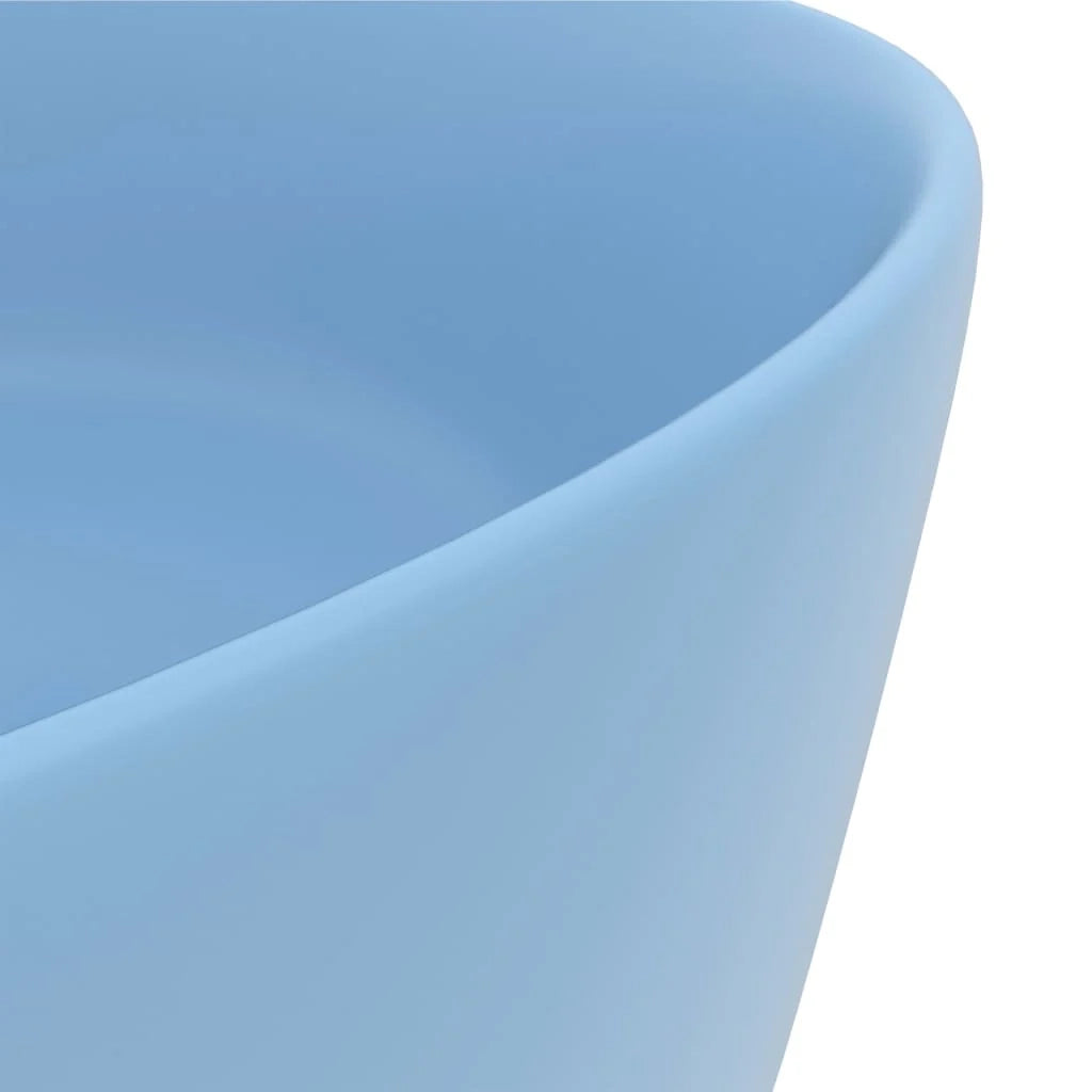 Lavabo da appoggio rotondo di lusso lavabo da bagno guardaroba cucina arredamento per la casa 40 x 15 cm ceramica azzurra opaca 02_0002753