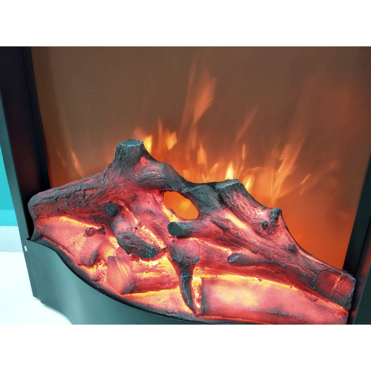 Camino Elettrico da Incasso 62,4x44,8x16,5 cm Effetto Fiamma 1600W Corsica Nero