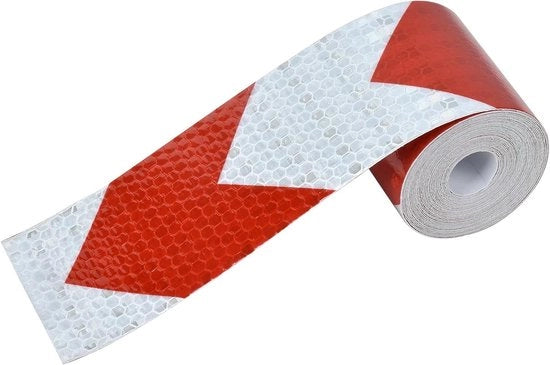 Segnalazione di sicurezza riflettente a nastro bianco/rosso 4 m x 5 cm - Adatto per camion, auto, rimorchi, camper e caschi