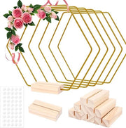 Anelli metallici a forma di esagono d'oro 20 cm – Set da 6 - Decorazione