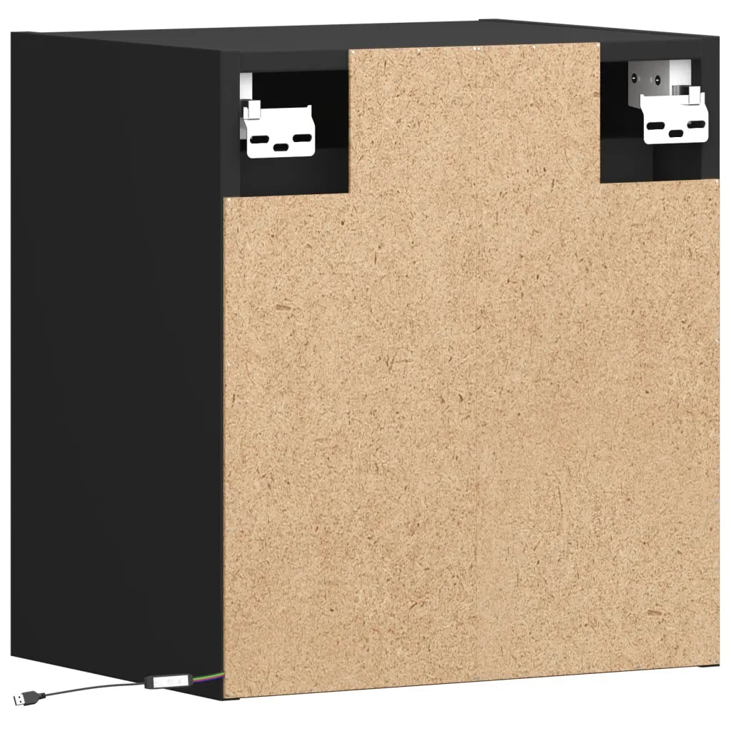 Mobili TV a Parete con Luci LED 2pz Neri 41x31x45 cm 852274