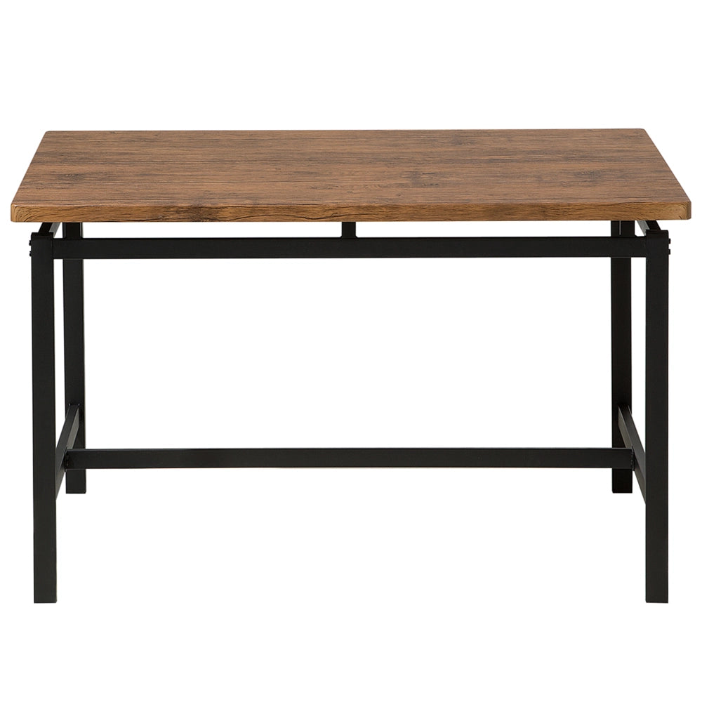 Set da pranzo in legno scuro piano rettangolare 120 x 75 cm struttura in metallo Nero 4 posti con sgabelli