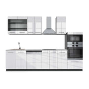 Cucina componibile Fame-Line Bianco lucido/Antracite 300 cm con armadio alto, PL Marmo Vicco