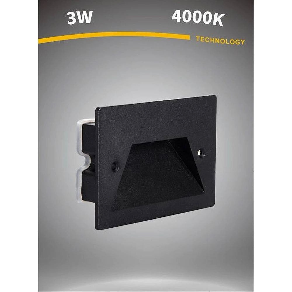 Trade Shop - Segnapasso A Led 3 W Faretto Applique Luce Fredda Calda Naturale Ip65 Es49 Nero -