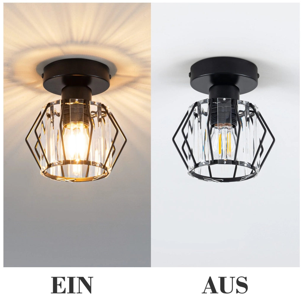 ZMH Lampada da soffitto plafoniera moderna cristallo nero E27 per uso interno