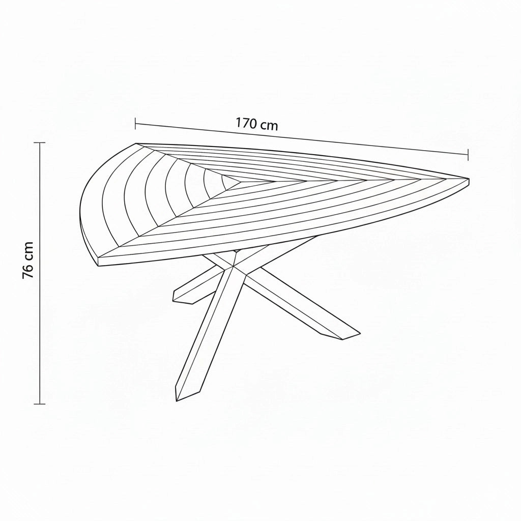SINED Tavolo da Giardino Triangolare in Teak e Alluminio Antracite - Modello Superga