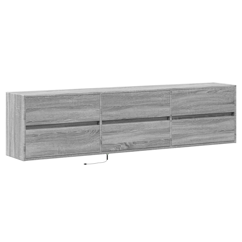 Mobile TV multimediale scaffale TV credenza mobile TV sala da pranzo soggiorno camera da letto montaggio a parete con LED Sonoma 180 x 31 x 45 cm grigio 02_0027833
