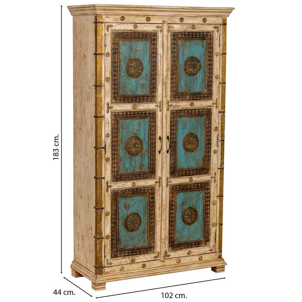 Armadio artigianale in legno bianco, 102x44x183h cm