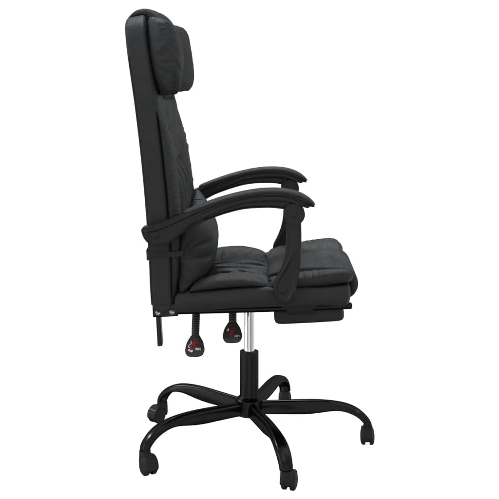 Sedia da ufficio in similpelle nera con seduta girevole e reclinabile adatta per l'uso al computer o per lo studio 02_0024267