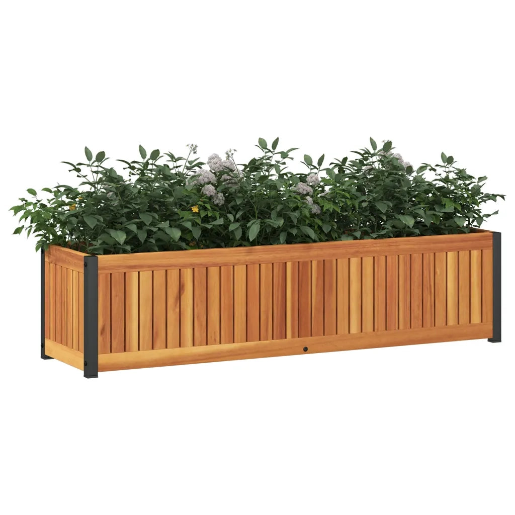 Fioriera | Cassetta per fiori | Vaso da Giardino 110x30x27,5 cm in Legno Massello di Acacia