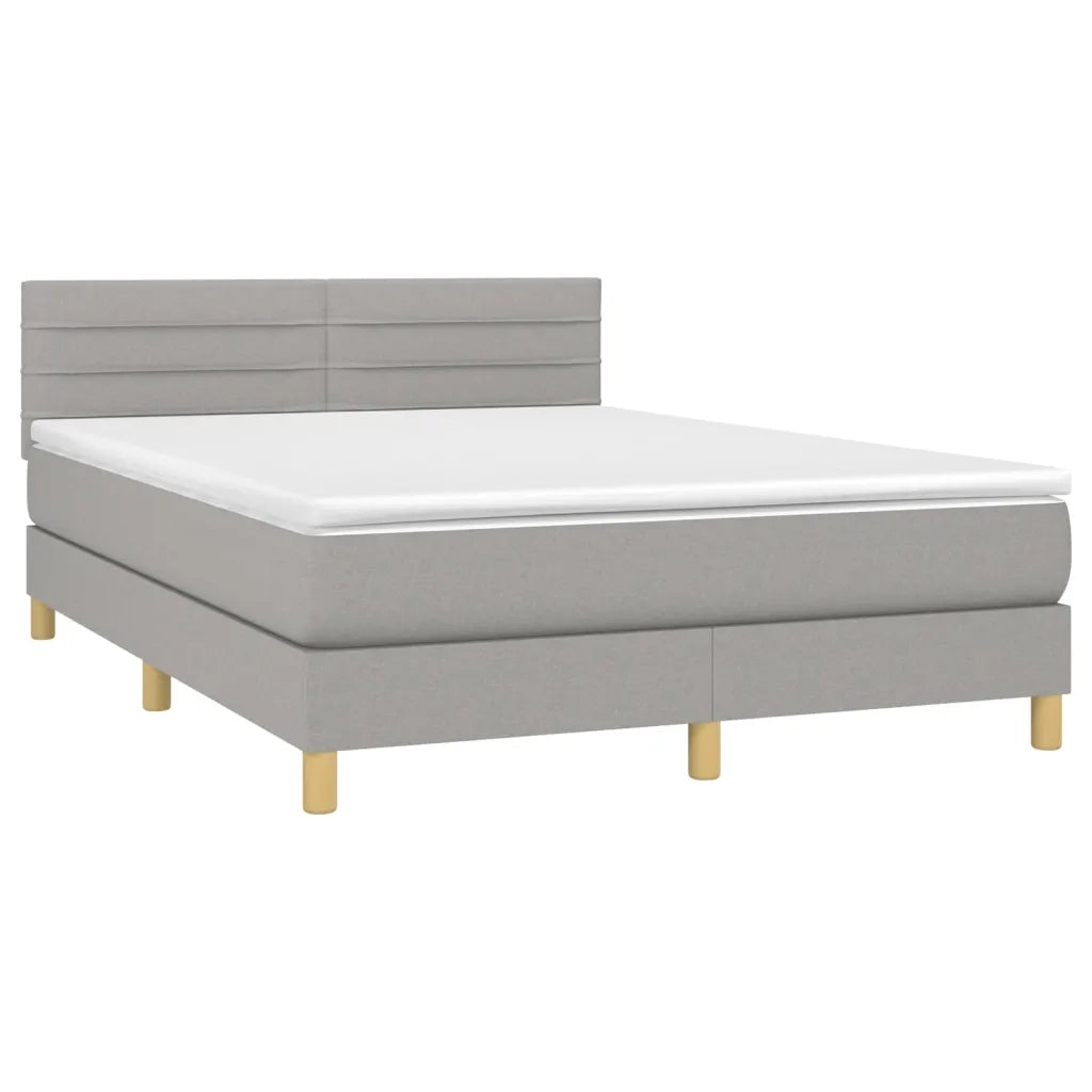 Letto a Molle Materasso e LED Grigio Chiaro 140x200 cm Tessuto 3133797