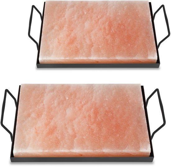 Pietre per barbecue Himalaya 30x20x3 cm - 2 pezzi con piatto nero per grigliate naturali