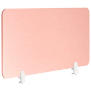 Divisorio da scrivania in PET con rivestimento in tessuto 120 x 50 cm rosa chiaro Schermo acustico Morsetti di montaggio modulari Casa Ufficio