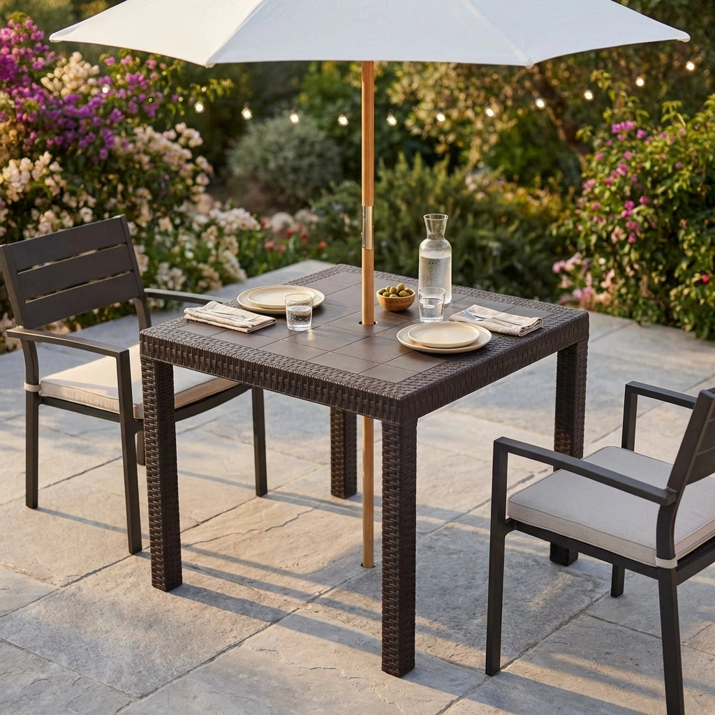 Tavolo da Giardino Quadrato in wicker cm 80x80 - WADE