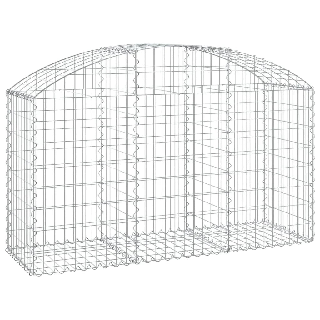 Cesto gabbione recinzione a gabbia muro di contenimento ad arco 150 x 50 x 80/100 cm ferro zincato argento 02_0039989