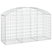 Cesto gabbione recinzione a gabbia muro di contenimento ad arco 150 x 50 x 80/100 cm ferro zincato argento 02_0039989