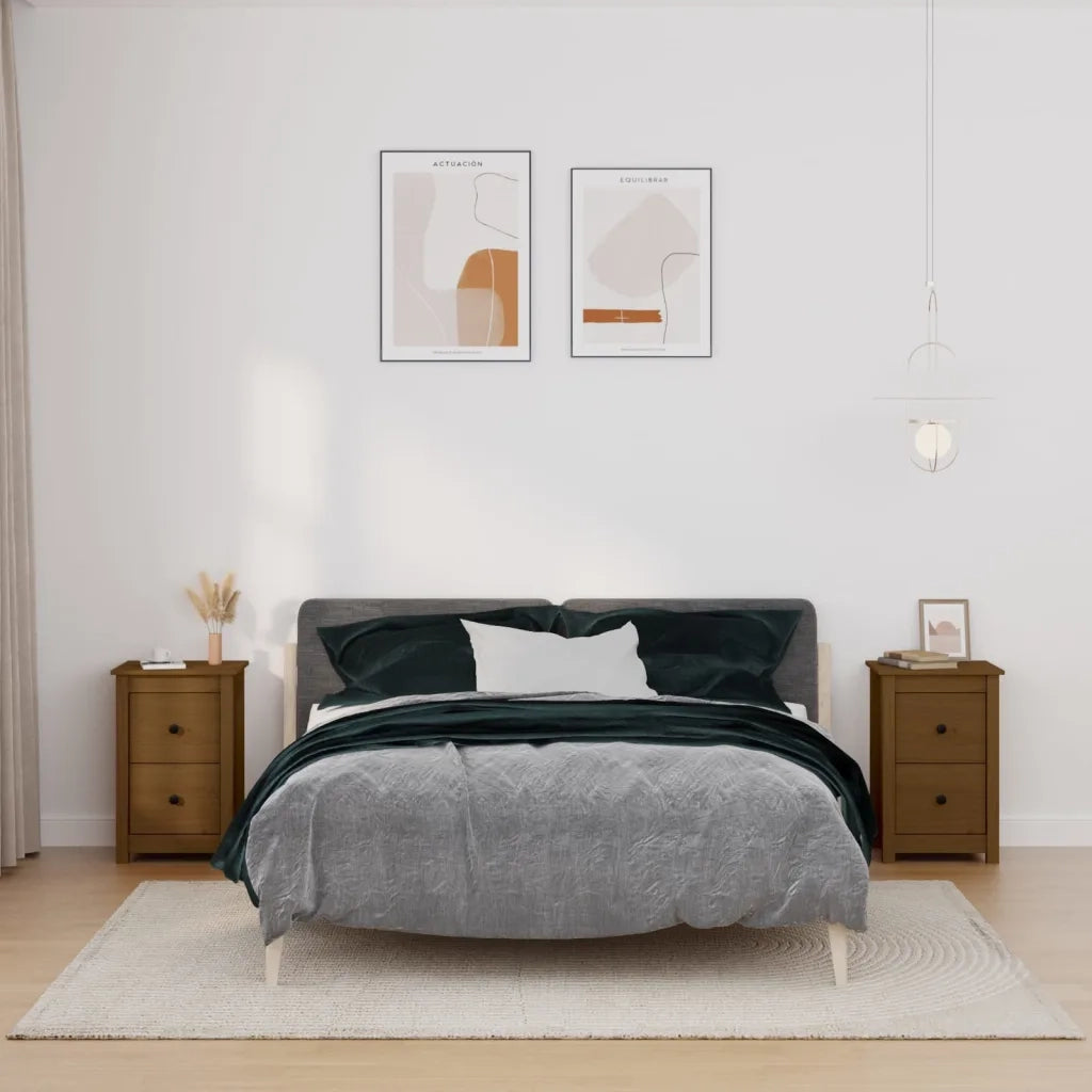 Comodini 2 pz ambra 40x35x61,5 cm in Legno Massello di Pino 820953