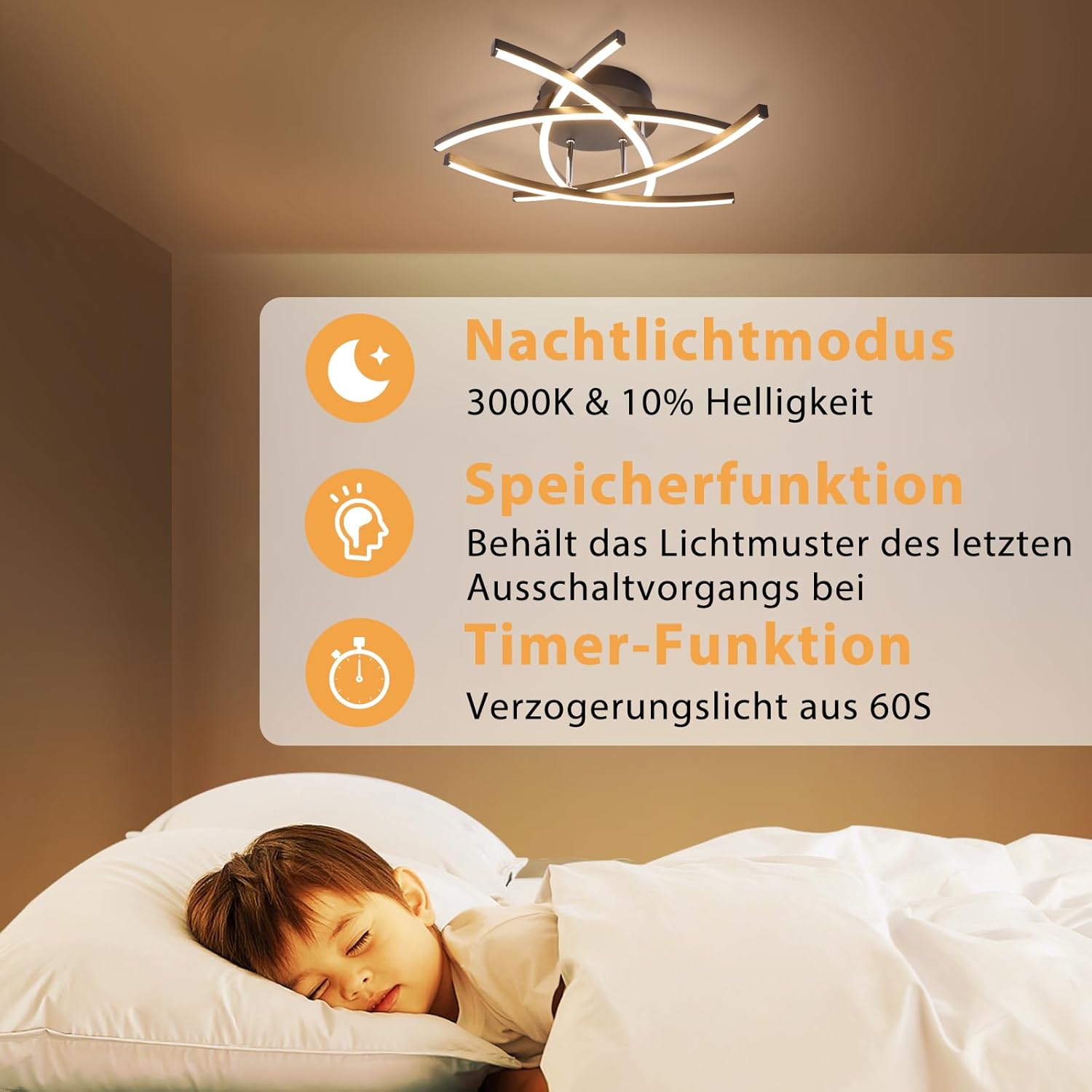 ZMH Lampada da soffitto plafoniera LED moderna nera 32W per soggiorno ufficio
