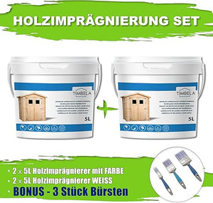 Kit di impregnanti per legno - 10 litri di colore BIANCO+ 10 litri di impregnante di colore CHIARA QUERCIA