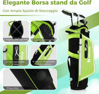 Set di Mazze da Golf per Bambini 5-7 Anni, Set Allenamento Golf con Sacca, Fodera Impermeabile, Legno di Fairway 3, Ferro 7, Ferro S e Putter per Bambini e Bambine, Destrorso