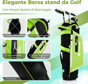 Set di Mazze da Golf per Bambini 5-7 Anni, Set Allenamento Golf con Sacca, Fodera Impermeabile, Legno di Fairway 3, Ferro 7, Ferro S e Putter per Bambini e Bambine, Destrorso
