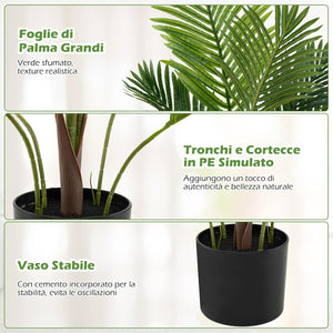Set di 2 Piante Artificiali di Palma 90 CM/140 CM, Pianta Finta in Vaso da Interno ed Esterno, Decorazione Moderna per Soggiorno, Veranda, Ufficio e Negozio (90 cm)