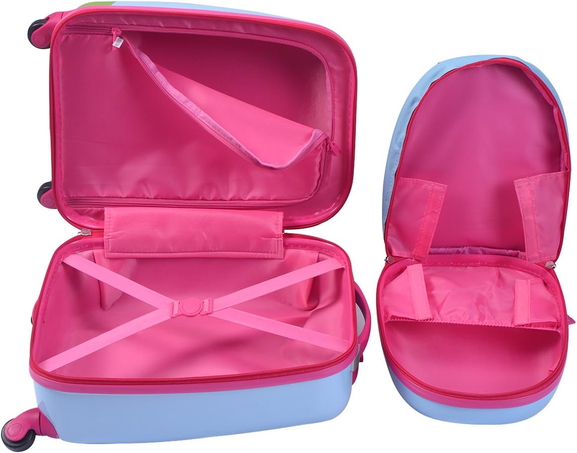 Set di Valigia per Bambini, 16" Valigia+ 12" Zaino, 2 Pezzi, con Ruote Girevoli a 360° e Maniglia Retrattile, Ideale per Viaggiare in Modo Comodo e Divertente (Modello 11)