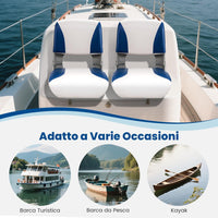 Set di 2 Sedie da Barca, Sedili da Barca Pieghevole Morbide Imbottite Spesse, Sedile Nautica Ergonomico per Imbarcazioni da Pesca, 49 x 46 x 48 cm, Blu e Bianco