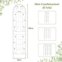 Grigliati per Rampicanti 180 x 50 CM, Set di 2 Tralicci di Metallo Antiruggine per Piante Rampicanti, Rose e Verdure, Decorazione Esterna per Giardino, Cortile e Patio (Bianco)