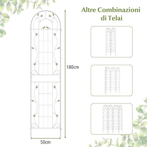 Grigliati per Rampicanti 180 x 50 CM, Set di 2 Tralicci di Metallo Antiruggine per Piante Rampicanti, Rose e Verdure, Decorazione Esterna per Giardino, Cortile e Patio (Bianco)