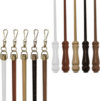 Frusta/Frustino Asta Tiratenda in Legno Bianco di 125cm, Diametro 1cm - Ottima per Scorrimento della Tenda - Durevole e Robusto