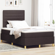 Letto con Box Spring e Materasso Marrone Scuro Matrimoniale in Tessuto