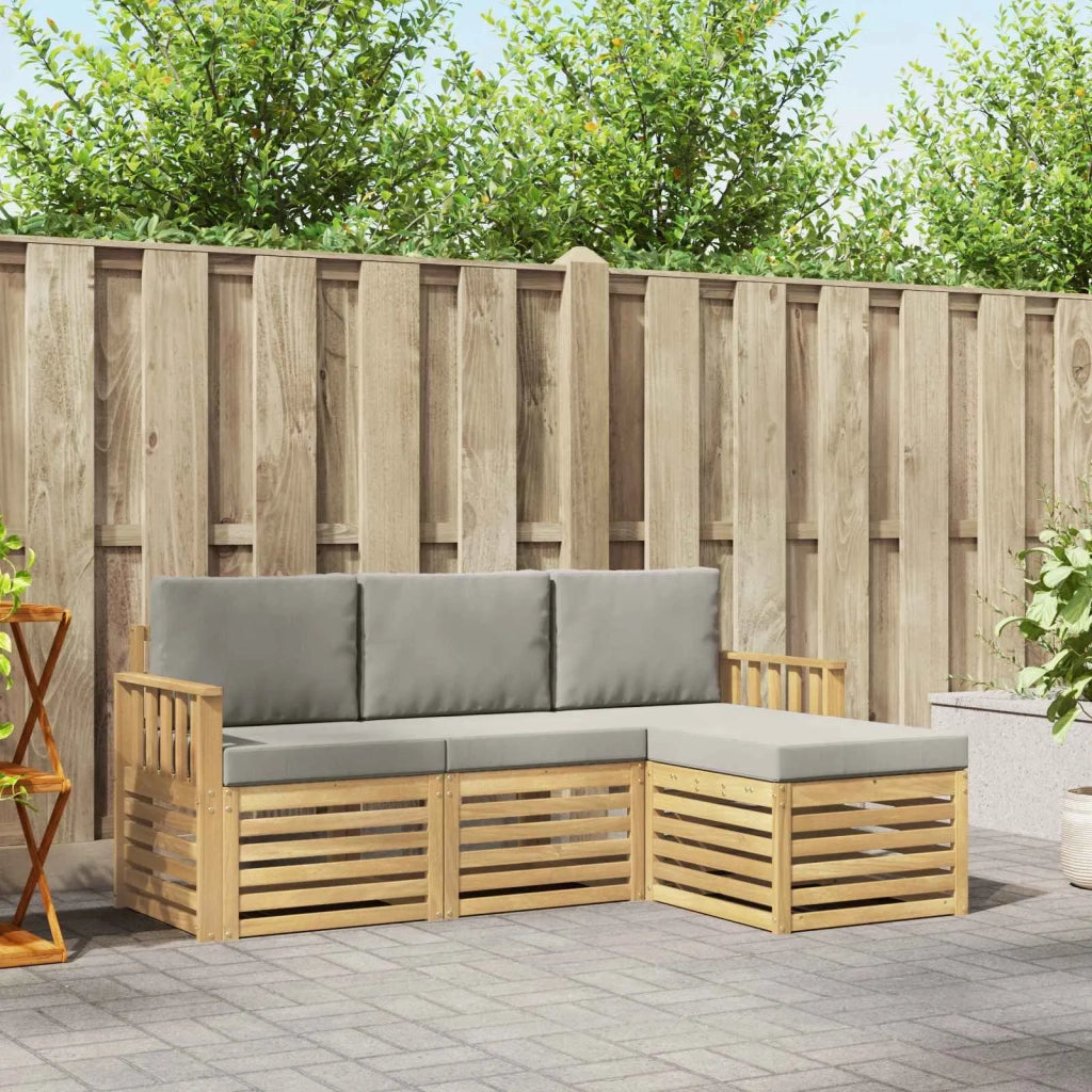 Set di divani da esterno 4 pcs Bianco e Grigio Chiaro 3391626